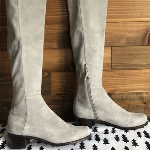 NWOT Stuart Weitzman Gray suede OTK boots